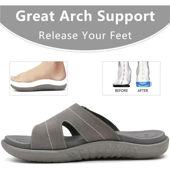 Womens Orthotic Slides Sandals Arch Support Slip On Yoga Mat Cushion Comfort - Picture 5 of 7